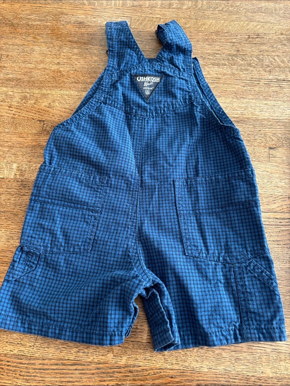 OshKosh B'gosh Plaid and Checkered Overall Shorts size 12 M Great Condition! - Picture 5 of 9